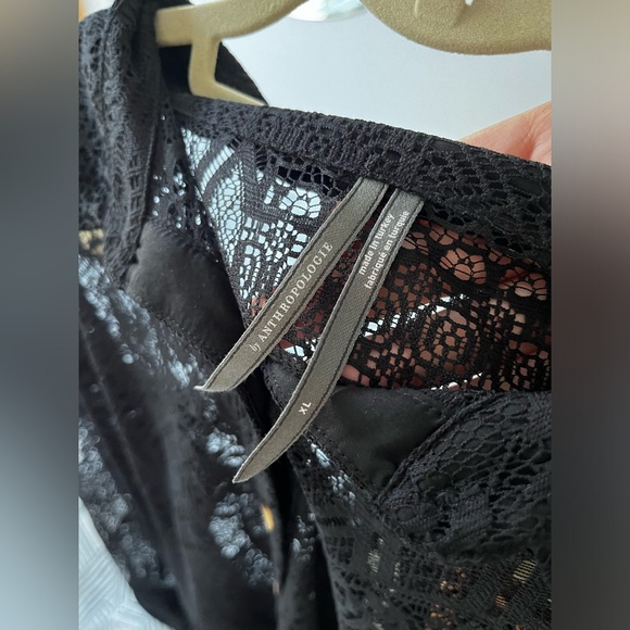 ANTHROPOLOGIE Black Lace Buttondown, Size XL - Picture 7 of 9